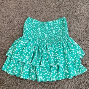 vestique: ruffle green floral skirt NWOT